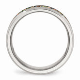 Stainless Steel Men's Wedding Band with Polished Finish Opal Accent